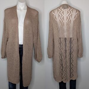 By Anthropologie dust pink loose knit lightweight open cardigan sweater OS